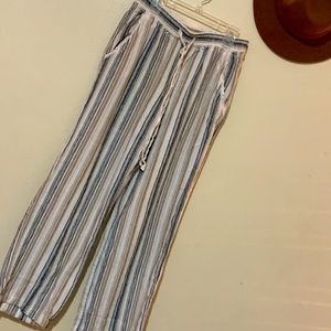Maurices Linen pants! Cream with Black and Tan stripes!